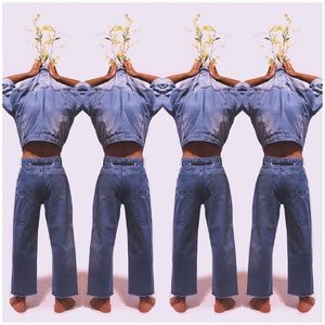 High Waist Fringed Denim with Metal Belt outlets and PVC Leather Belt